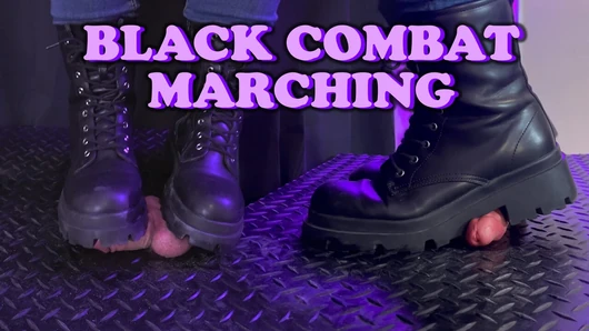 Black Combat Marching over Cock and Balls - TamyStarly - Bootjob, Shoejob, Ballbusting, CBT, Trample, Trampling