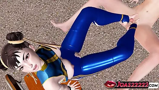 Chun li ateşli 3 boyutlu hentai acımasız gırtlağına kadar alıyor ve baştan çıkarıcı inliyor, ayakla muamele fetişi