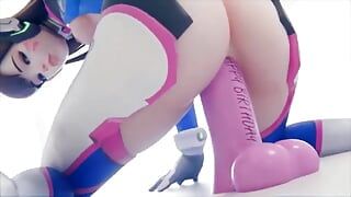 D.Va Riding Her Birth-Day Dildo