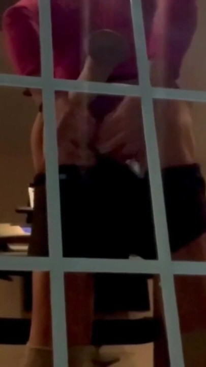 Voyeur style High Heel Gym SLUT Suction Cup Dildo Gym Window | Clip 1