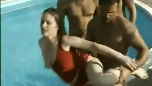 Mature Cheyanne Gets Banged By Three Men By The Pool