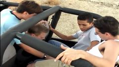 Three twinks have fun with the top down