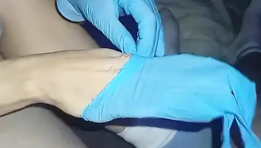 Gentle massage with sterile gloves, it is done as he likes