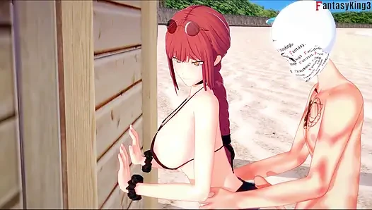 Makima blowjob am strand - kettensägenmann