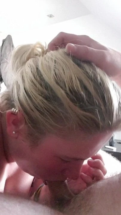 Blonde girl sucks my dick