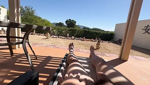 Slutty Kitty sucks and rides Yummy Jimmy to extract his semen on a public balcony