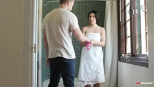 Stepsister Angelina Red's Pink Panties Are Soaked For His Cock