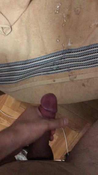 Cumshot, tied cock n balls