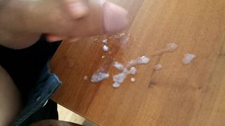 On the table huge thick cumshot