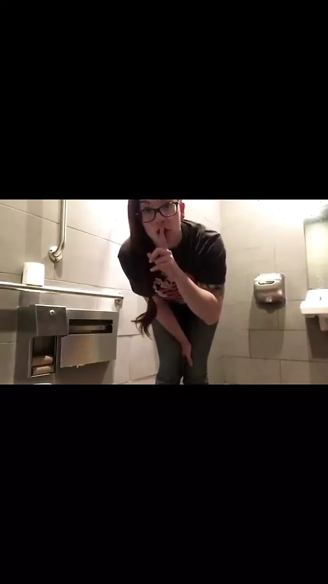 Quick Public Restroom Masturbation Show