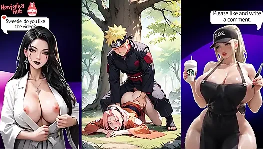 2d хентай, подборка с горячей сучкой Sakura из аниме Naruto