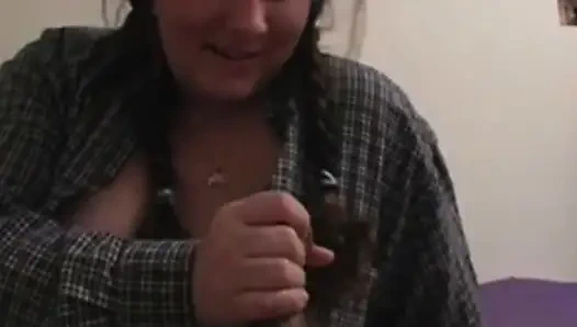 BBW Bedroom Handjob Gets Messy