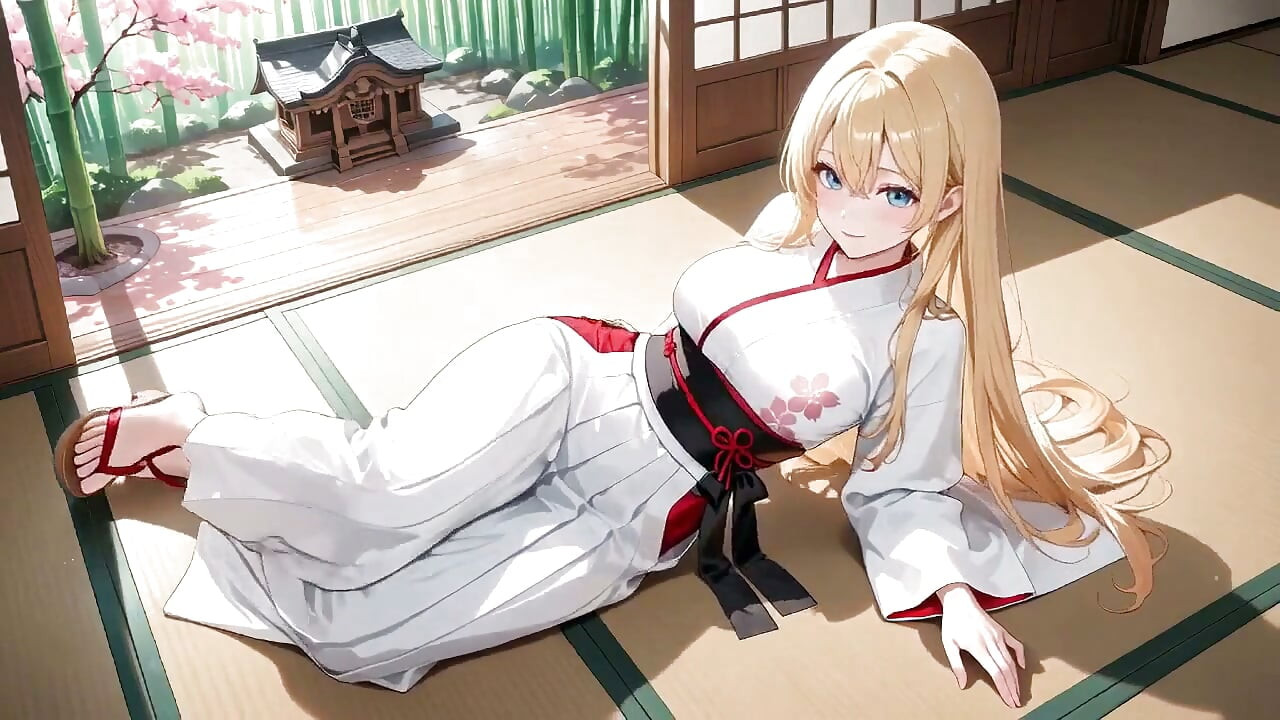 Blonde Miko in de Heiligdom! Taboe fluistert onder cherry blossoms, witte rok te onthullend!