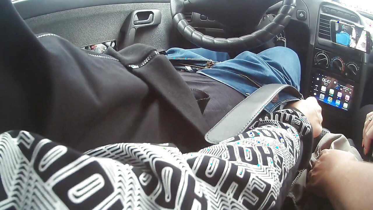 Bitch jerks off my dick in the car until I cum
