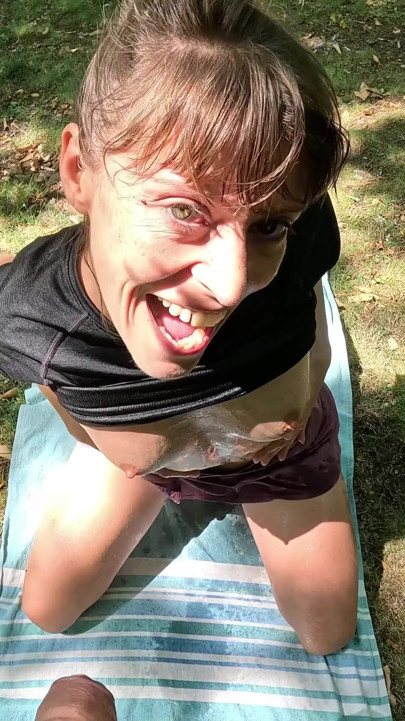 MILF Catches Pervert Masturbating in Public Park Gets Pissed On and Huge Facial Cumshot | Clip 2