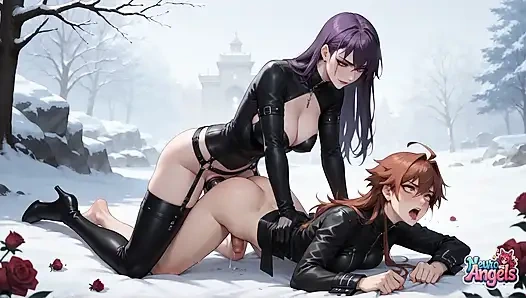 Snowy Rose & Cum-splattered Surrender: MILF's Dildo Feast in Winter