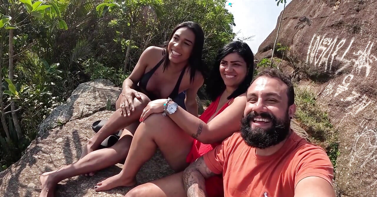 Baianinha Trans Fucks Couple on the Beach
