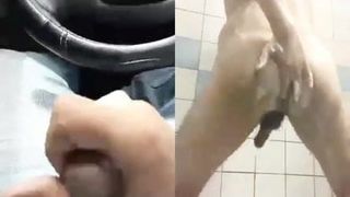 Gay fingering asshole in shower on Skype