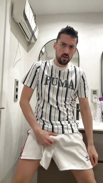 Hot Stepdaddy Wanking off in Public Bathroom