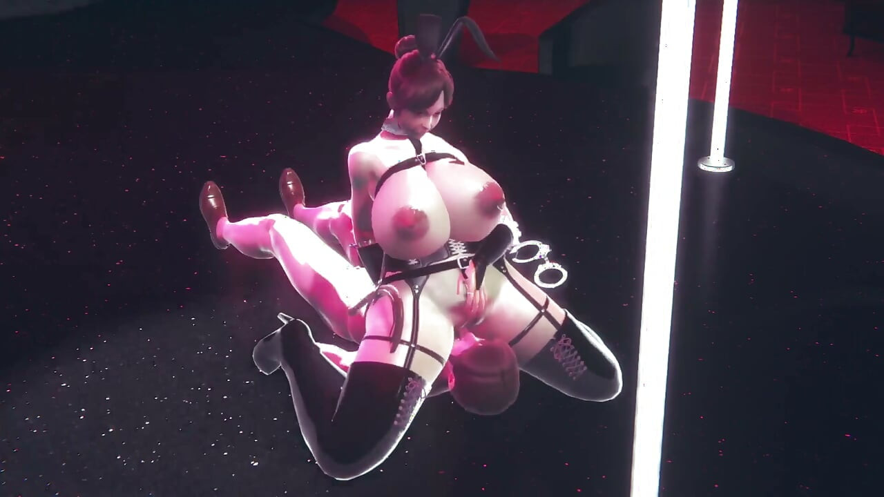 Dik rijp konijntje zittend op een klant in haar club: 3D-porno Hentai