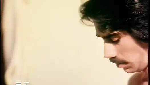 Heiße retro-brünette lutscht einen riesigen harten schwanz