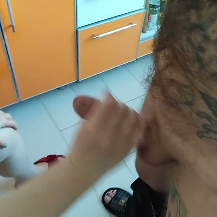 Milf BBW sucks my cock and gets a mouthful of cum 4