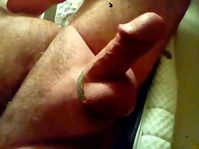 Stroking my cock with ring on