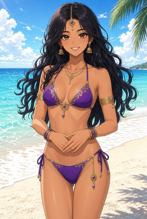 Lilavati Anime Παραλία Μπικίνι Απαλό Άγγιγμα στην Κοιλιά και Χαμόγελο Καυτή Ινδή Κοπέλα