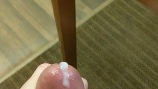 Messy cumshot from edging in hotel