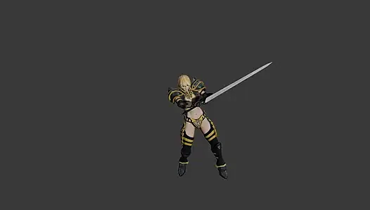 a girl dancing with sword