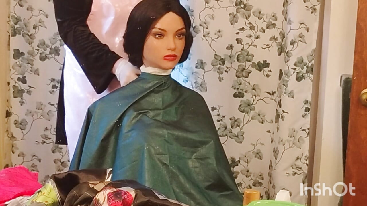 Emma the barberette colorful cape modeling season