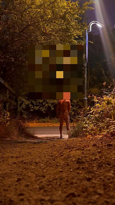 Undressing in view of traffic and walking naked in the road