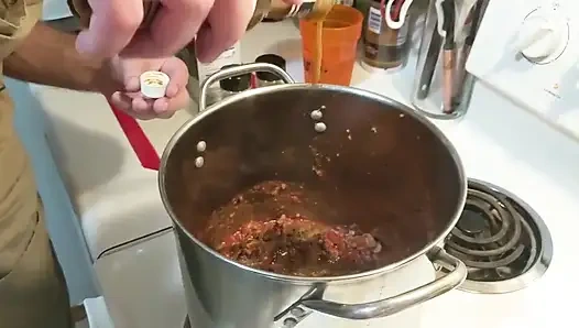 Sperma gekocht, 3 lauch chili mit Öl handjob