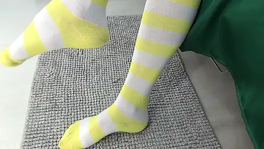 Solo in Striped Knee-highs