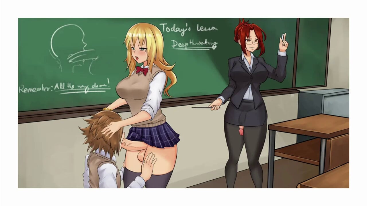Futa-Milch streicheln: Deepthroat unter dem Tisch – Cremiger Blowjob von der Klassenkameradin und der Tutorin