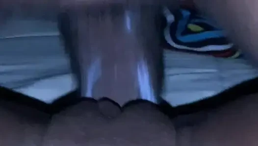 Creamy Ebony teen getting Fucked  On parents Bed while  Out -Hot Fuck POv