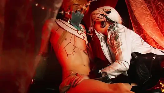 Genshin-Auswirkungen. Arlechino brachte die reisende zum tanzen für sie - MollyRedWolf