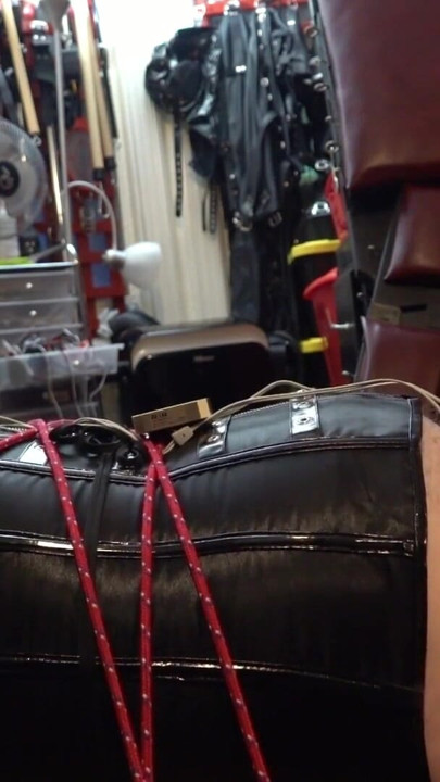 Penis Pump with Tied Balls & E-stim CBT on The Coffin Bondage Board | Clip 1
