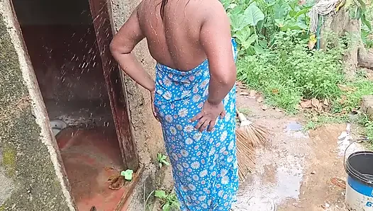 Hot Step Mom Bathing Outdoor