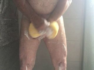 soapy shower with toy