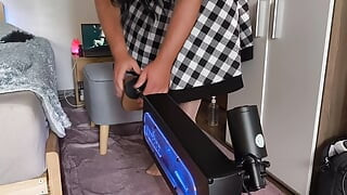 Solo ride on two dicks