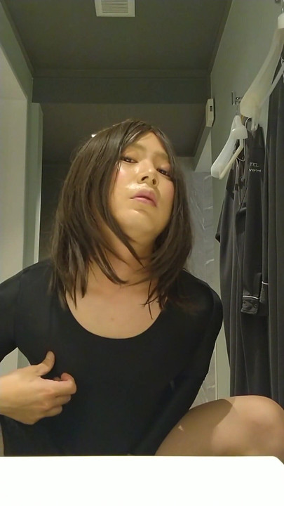 Captivating moment from "A Japan cross-dressing boy masturbated wearing a leotard."