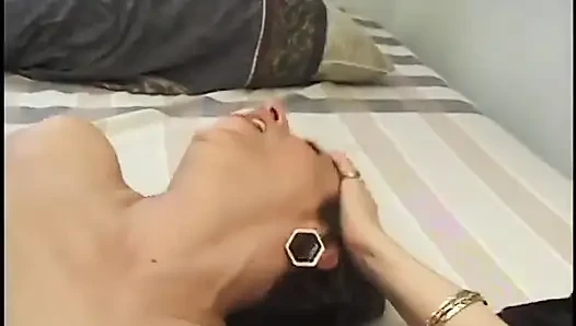 Gorgeous mature brunette enjoys a huge pole sink into her tight pussy in bed