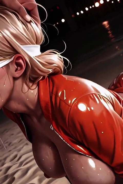 Fast Action - Blindfolded Beach Blonde - Deepthroat, Tongue and Facial Until the Sun Goes Down