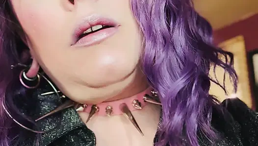 Purple Haired Smoking Goth Tina Snua Smokes Close Up - Coughing Smoke Drifts OMI OME Snap Inhales