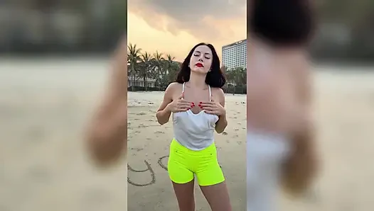 Getting Wet and Messy in See-through Top Outdoor