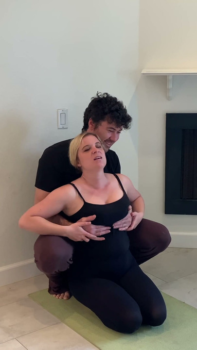 Stepson helps stepmom with yoga and stretches her pussy | Clip 1