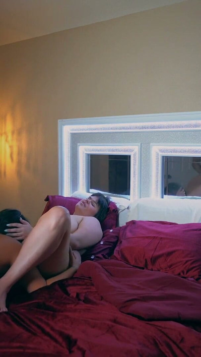 lucky girls play with big dick threesome double blowjob & doggystyle | Clip 1