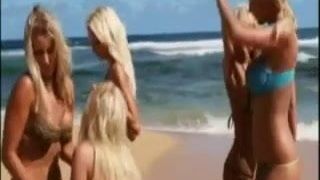 Lesbiennes hebben plezier op het strand bv