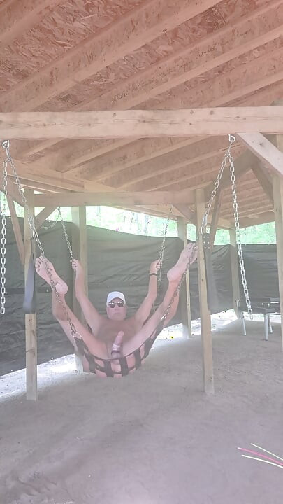 Hot and naked on my swing with a hot gay cock.